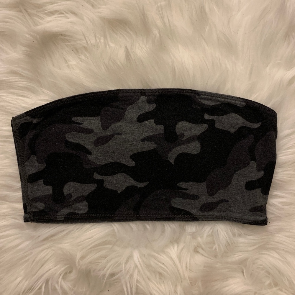 hollister black camo bandeau tube top
